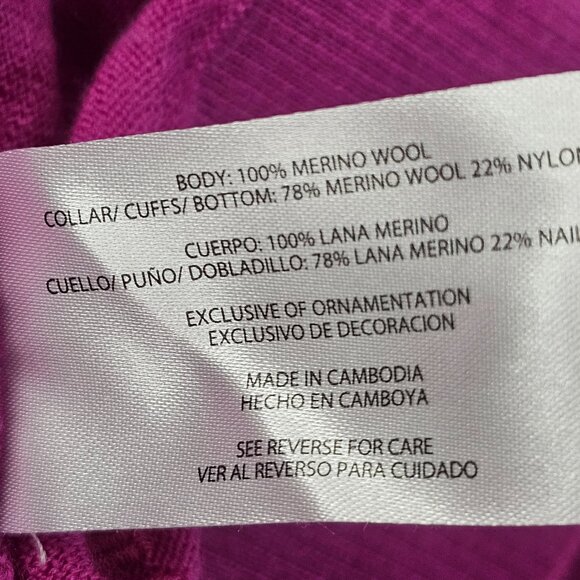 Banana Republic Women Sweater Merino Wool Size L V-Neck Pink Solid Pullover - Picture 4 of 12